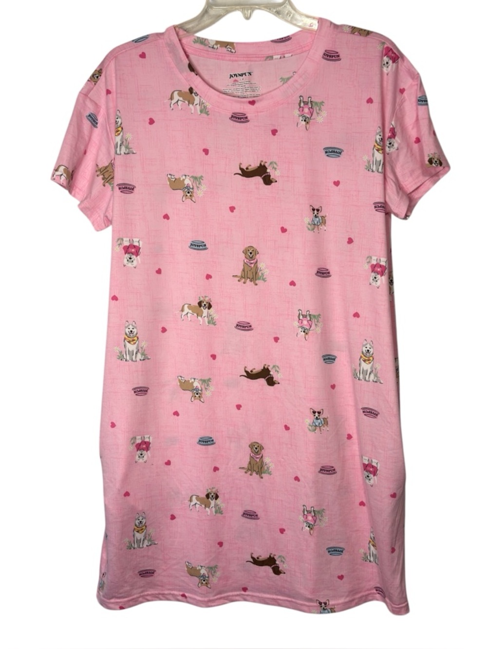 NEW Joyspun Women's Puppy Dog Nightshirt Sleep Shirt Nightgown Pink Novelty S/M